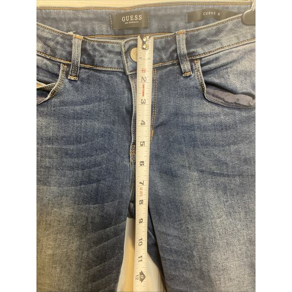 Guess Womens 28 Blue Denim Jeans Curve X 5 Pockets Stretchy Rhinestones Curvy - Picture 4 of 10